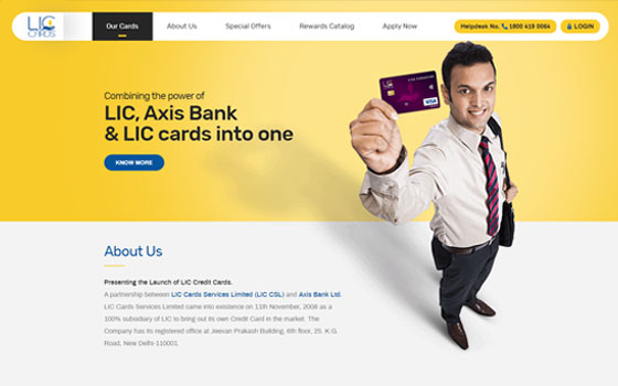 <span>Website</span> Axis Bank LIC Cards